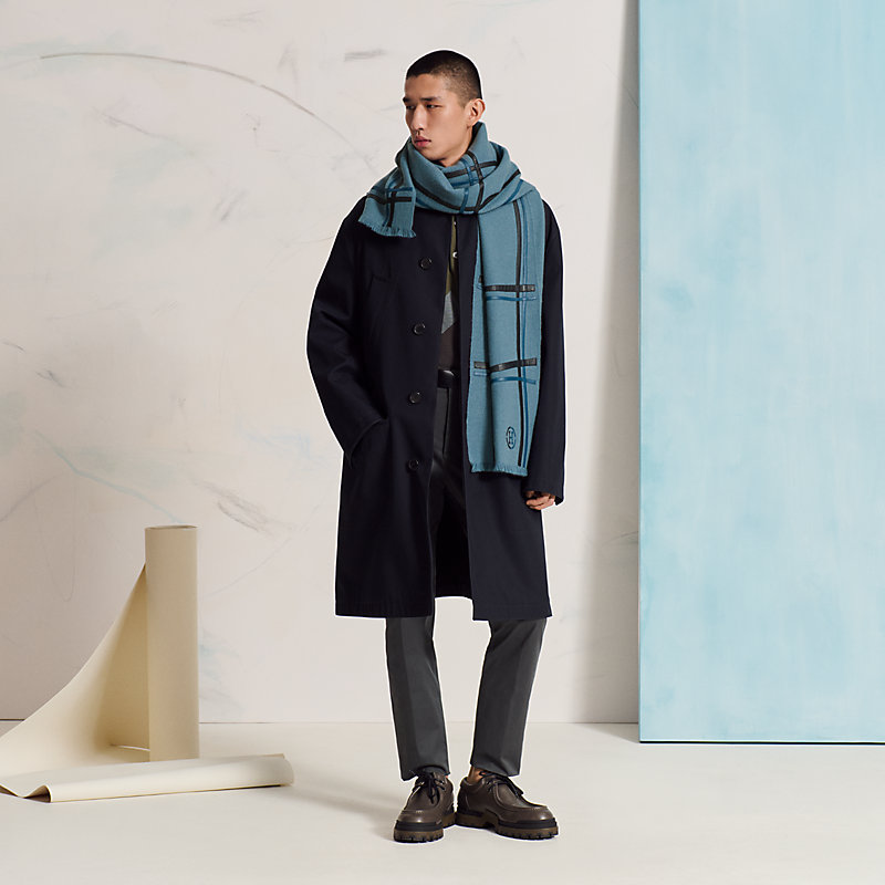 エルメス　カシミヤストール　Carreaux Ondes scarf Carreaux Ondes scarf - Blue | Hermès UK